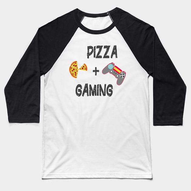 Life is Better with Pizza and Gaming Foodie Gamer Baseball T-Shirt by PlanetMonkey